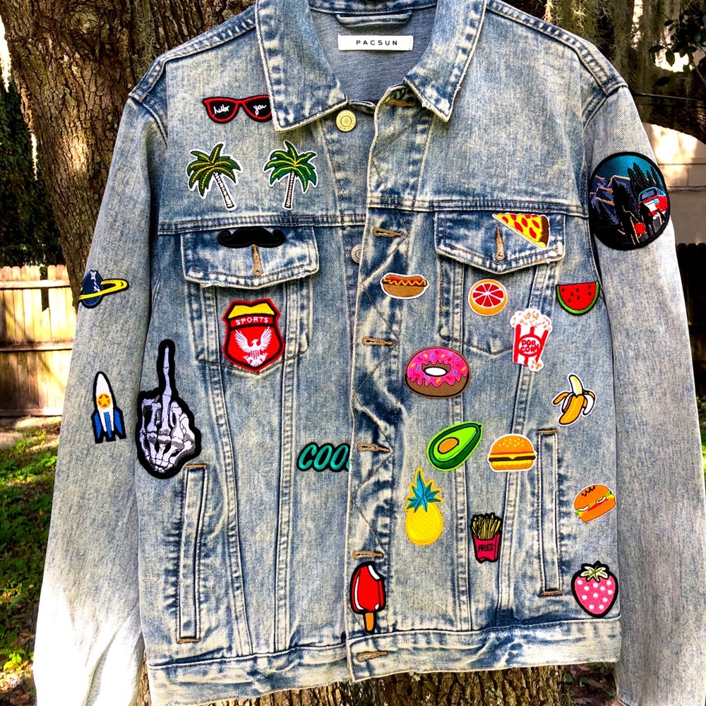 Denim custom patches jacket